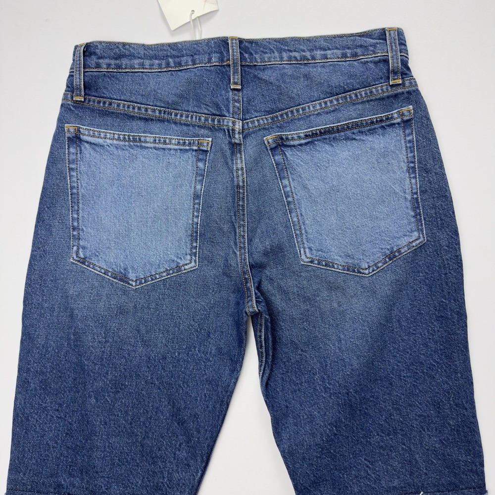 FRAME Womens Two-Tone Patchwork Straight Leg Jeans Raw Hem Denim Color Block  26 - Picture 10 of 15